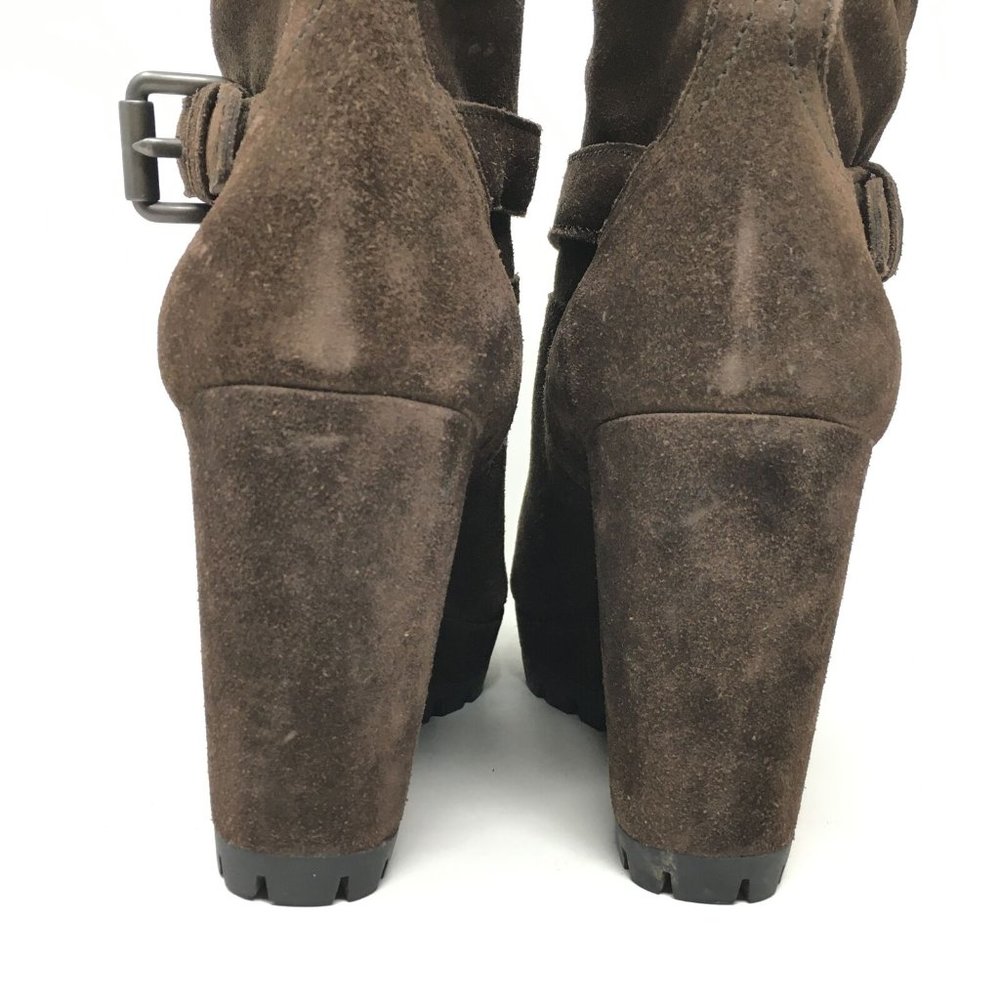 Women's Prada Pull On Wedge Mid Calf Boots Booties Shoes Size 40 EU/10 US Brown - Picture 12 of 12